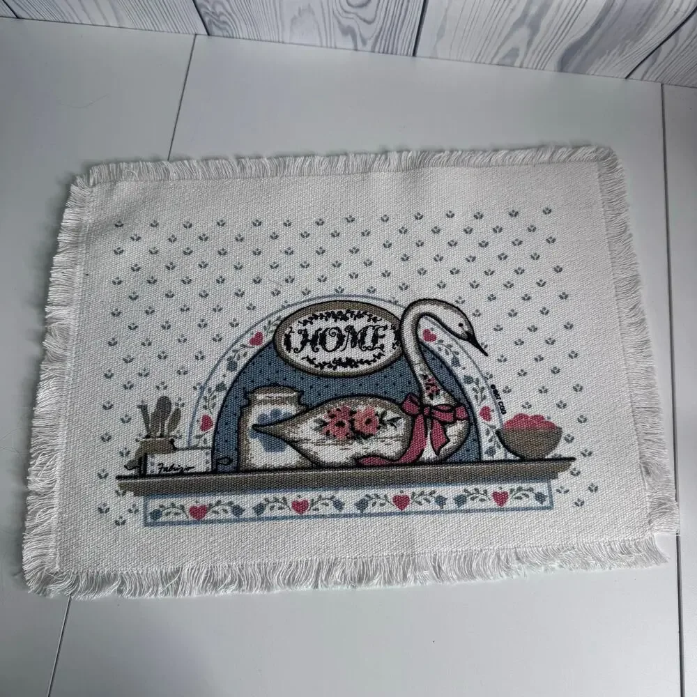 Vintage Goose 1987 Set of 4 Placemats Woven Cottage Core Country USA